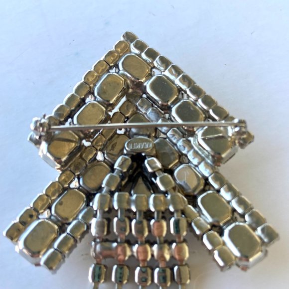 Kramer Chevron Ornate Rhinestones Brooch with Dangles - Picture 7 of 9
